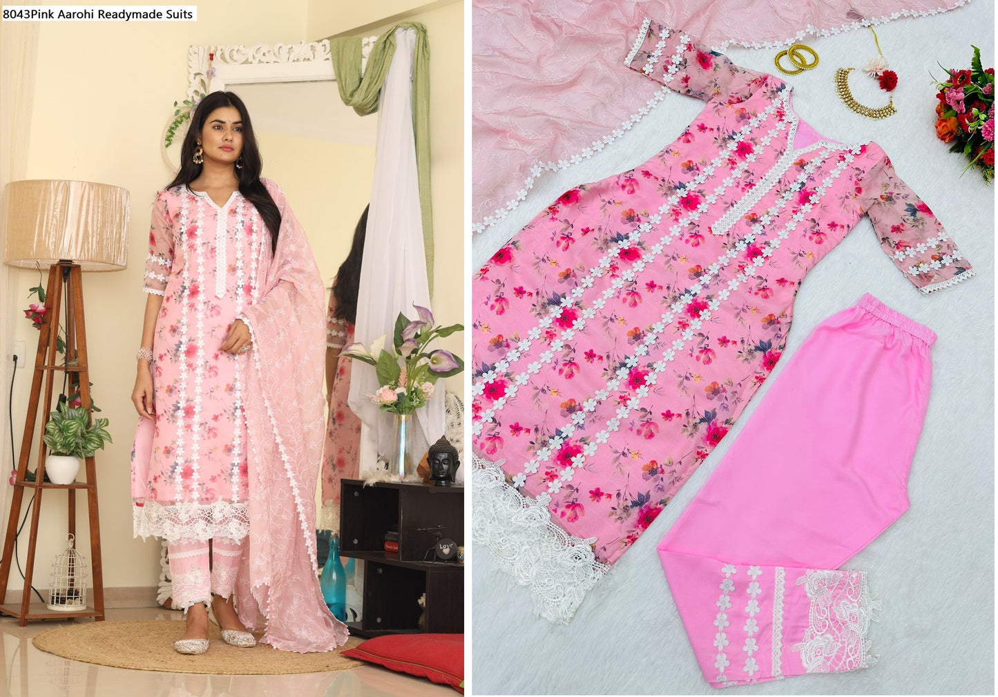 8043Pink Aarohi Readymade Suits