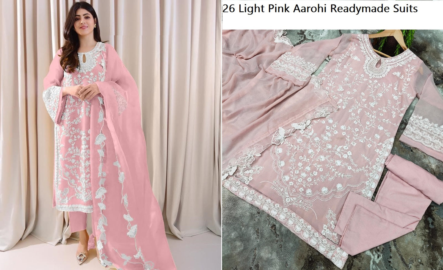 26 Light Pink Aarohi Readymade Suits