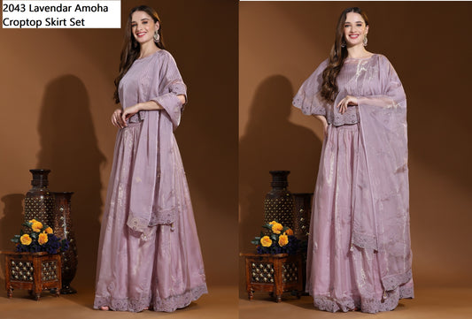 2043 Lavendar Amoha Croptop Skirt Set