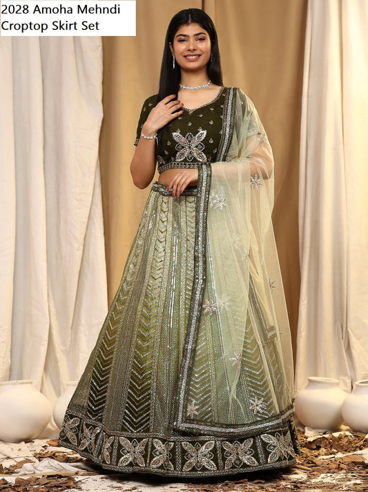 2028 Mehndi Amoha Croptop Skirt Set