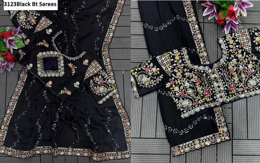 3123Black Bt Sarees