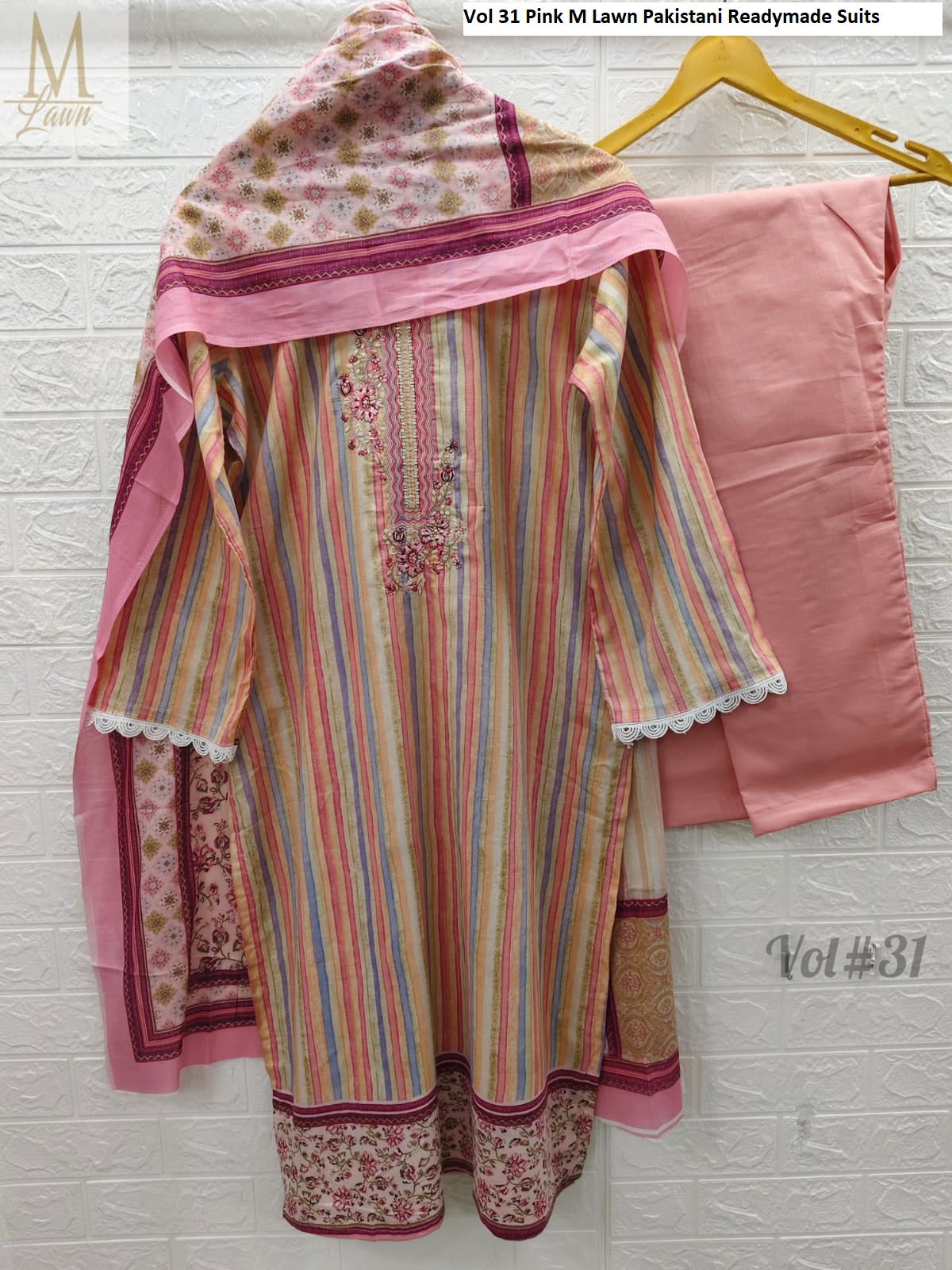 Vol 31 Pink M Lawn Pakistani Readymade Suits