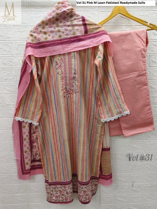 Vol 31 Pink M Lawn Pakistani Readymade Suits