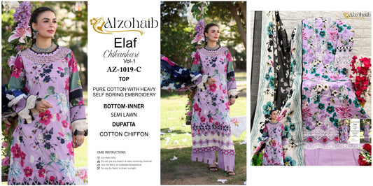 1019C Elaf Chikankari Vol 1 Al Zohaib Pakistani Salwar Suits