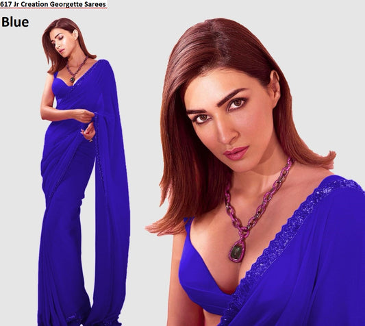 617 Blue Jr Creation Georgette Sarees