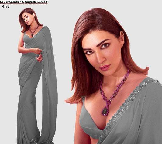 617 Grey Jr Creation Georgette Sarees