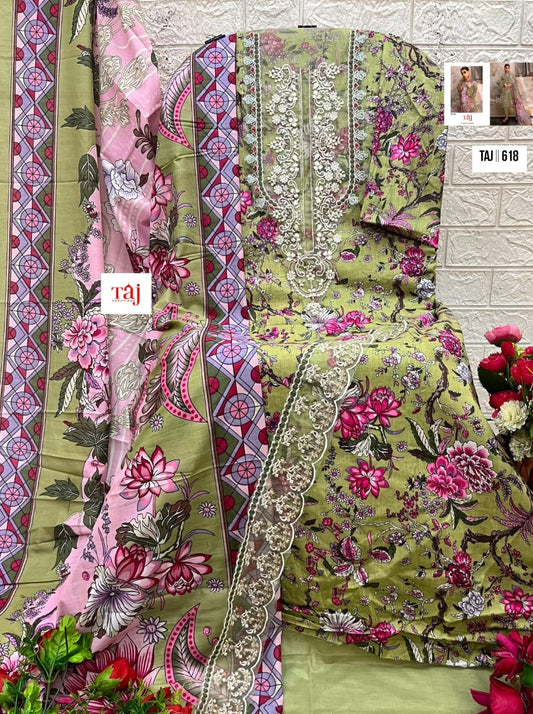 618 Taj Creations Embroidery Pakistani Patch Suits