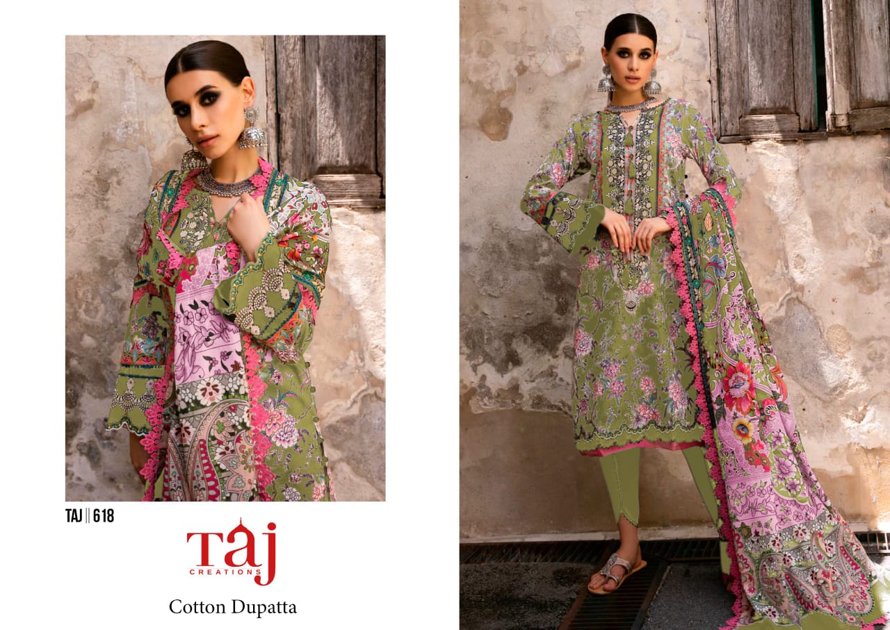 618 Taj Creations Embroidery Pakistani Patch Suits