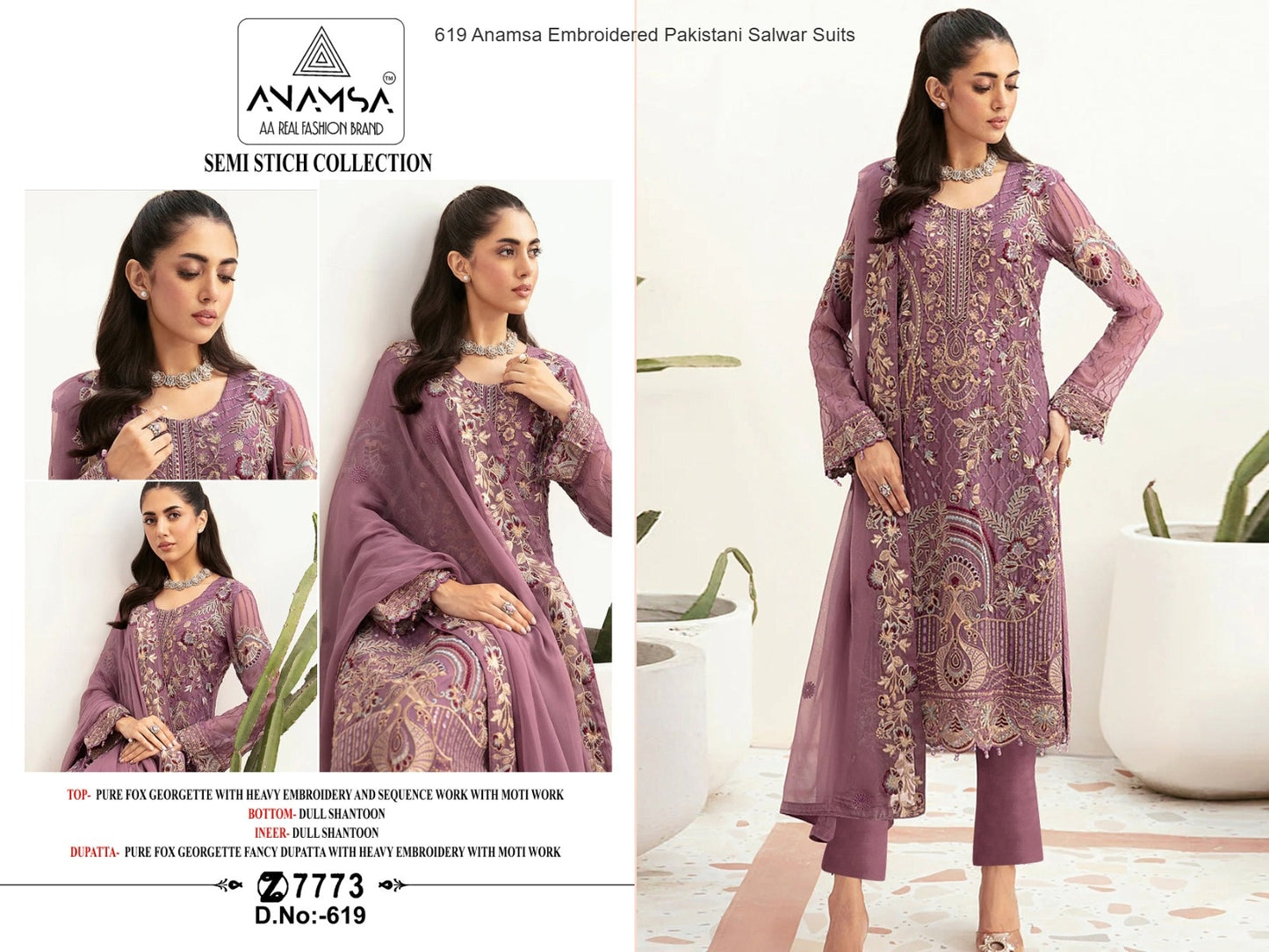 619 Anamsa Embroidered Pakistani Salwar Suits