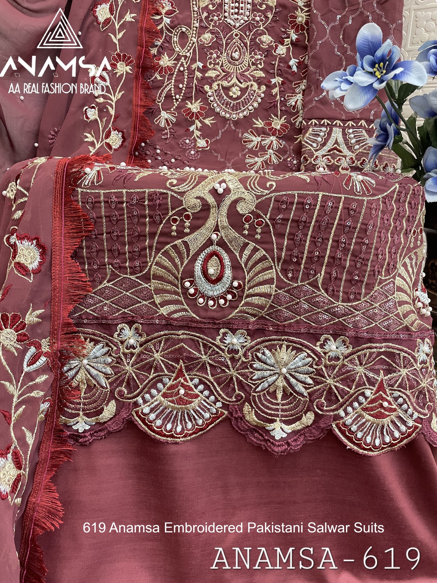 619 Anamsa Embroidered Pakistani Salwar Suits