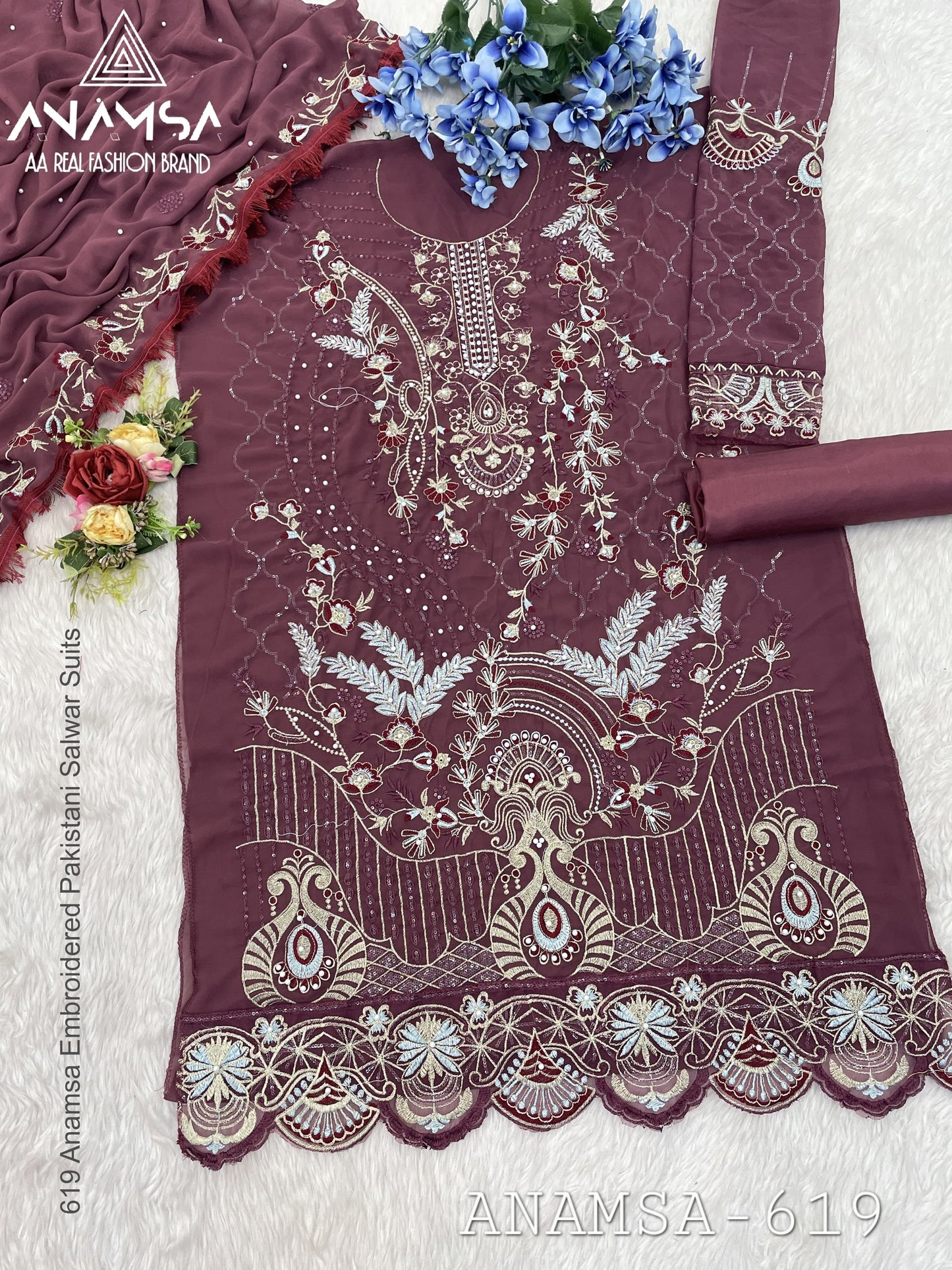 619 Anamsa Embroidered Pakistani Salwar Suits