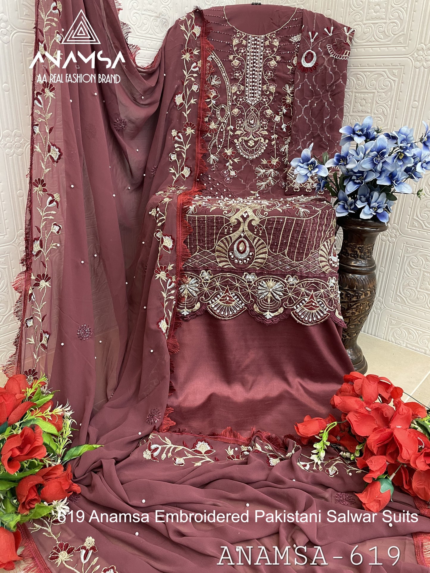 619 Anamsa Embroidered Pakistani Salwar Suits