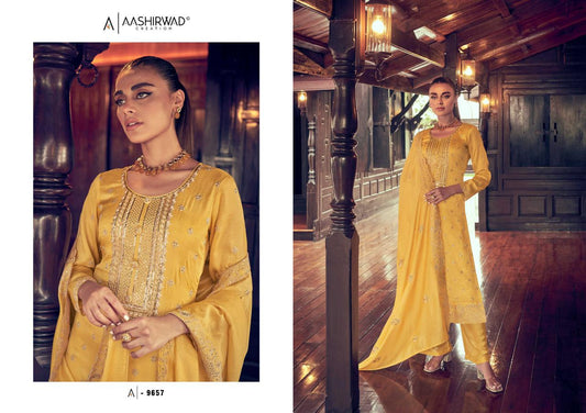 9657 Manya Aashirwad Creation Unstitched Suits