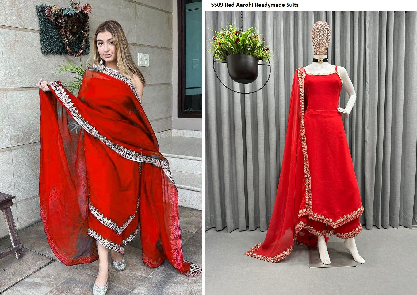 5509 Red Aarohi Readymade Suits