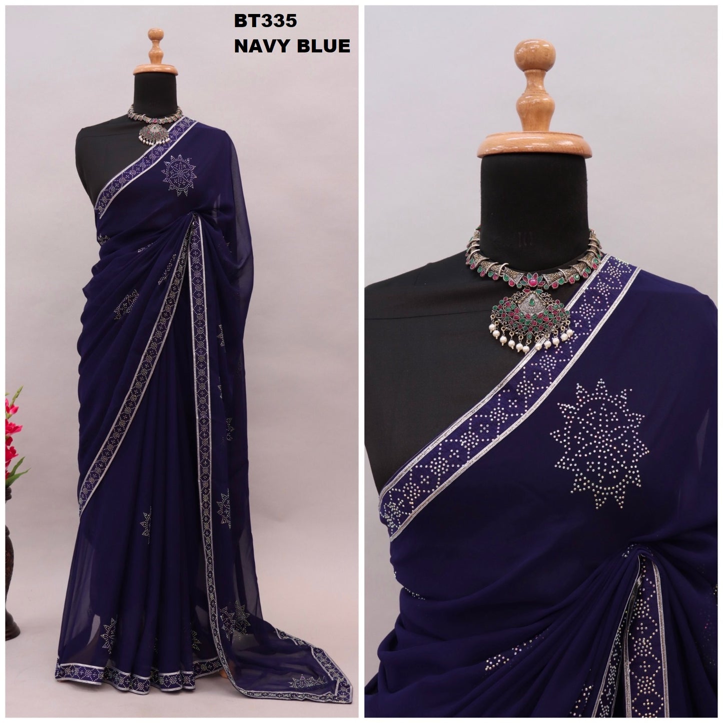 335Navy Blue Bt Sarees