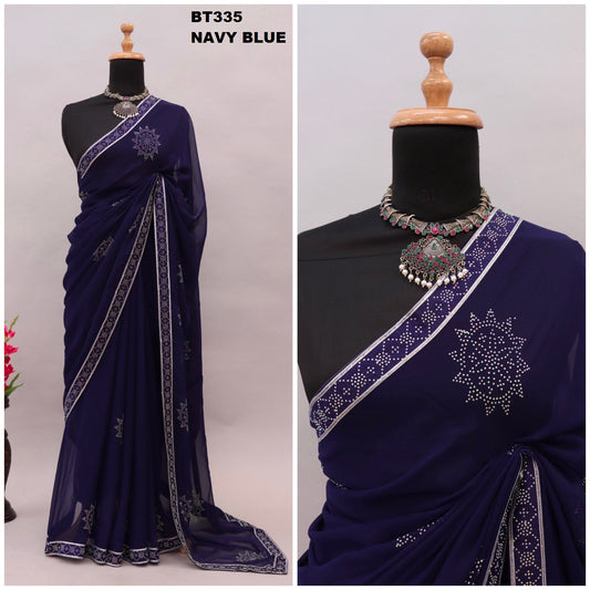 335Navy Blue Bt Sarees