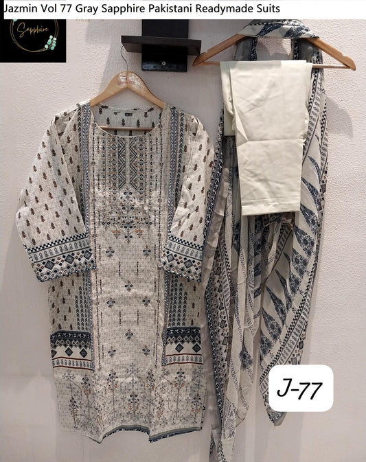 Jazmin Vol 77 Gray Sapphire Pakistani Readymade Suits