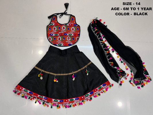 Art Silk1007 Black Navratri Garba Girls Chaniya Choli