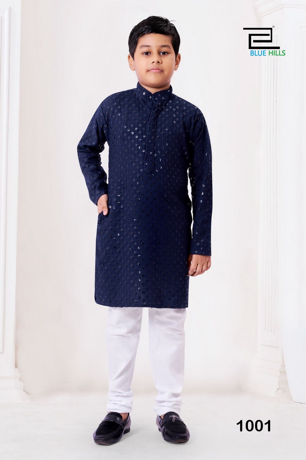 Chikankari Prince Blue Bluehills Boys Kurta Pyjama