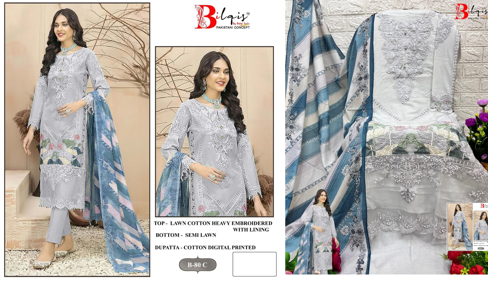 B-80C Bilqis Pakistani Salwar Suits
