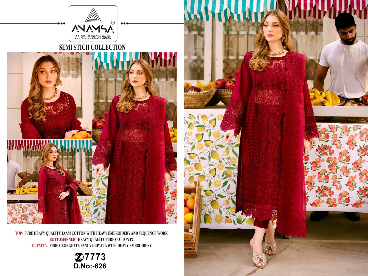 626 Anamsa Sequence Work Pakistani Salwar Suits