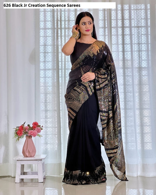 626 Black Jr Creation Sequence Sarees