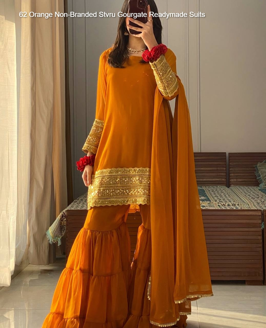 62 Orange Non-Branded Stvru Gourgate Readymade Suits
