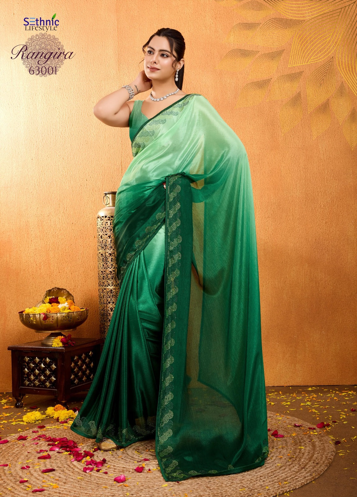 63001 Rangira Sethnic Chinon Sarees