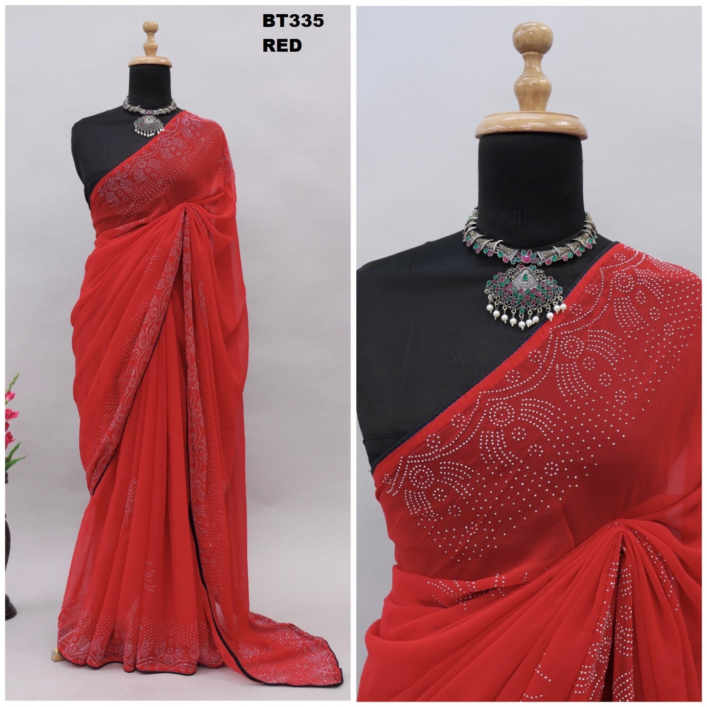 335Red Bt Sarees