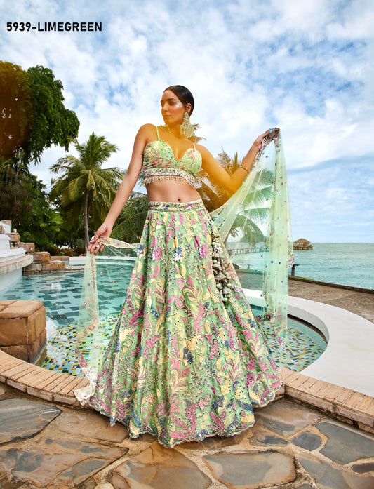 5939 Limegreen Pf Lehenga Choli