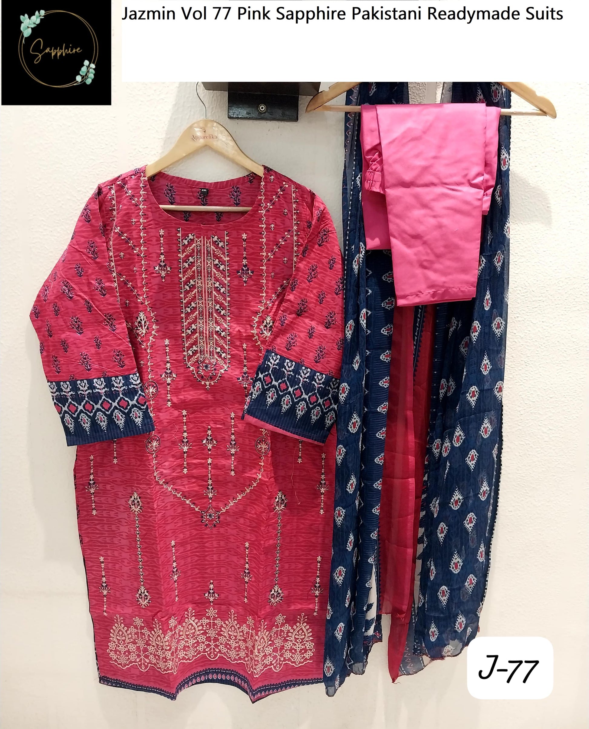 Jazmin Vol 77 Pink Sapphire Pakistani Readymade Suits