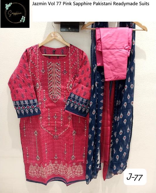 Jazmin Vol 77 Pink Sapphire Pakistani Readymade Suits