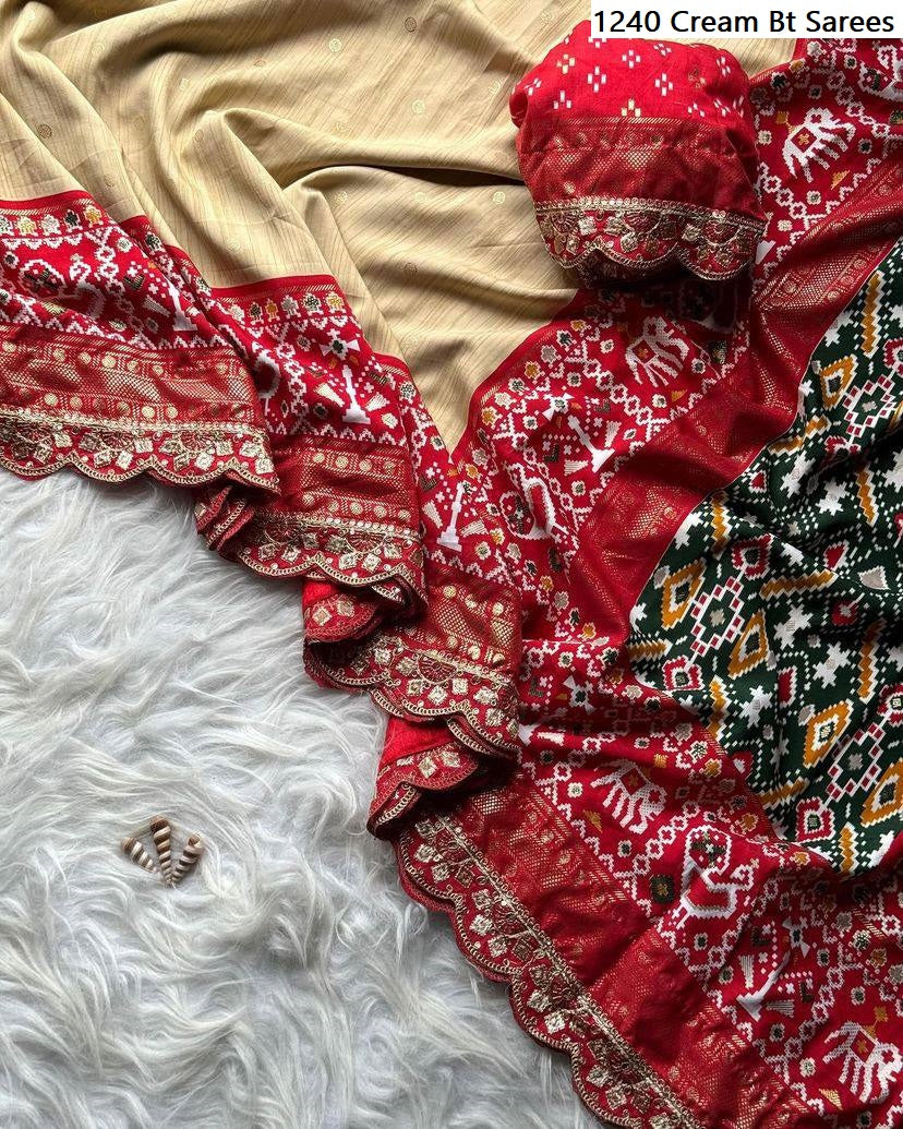 1240 Cream Bt Sarees