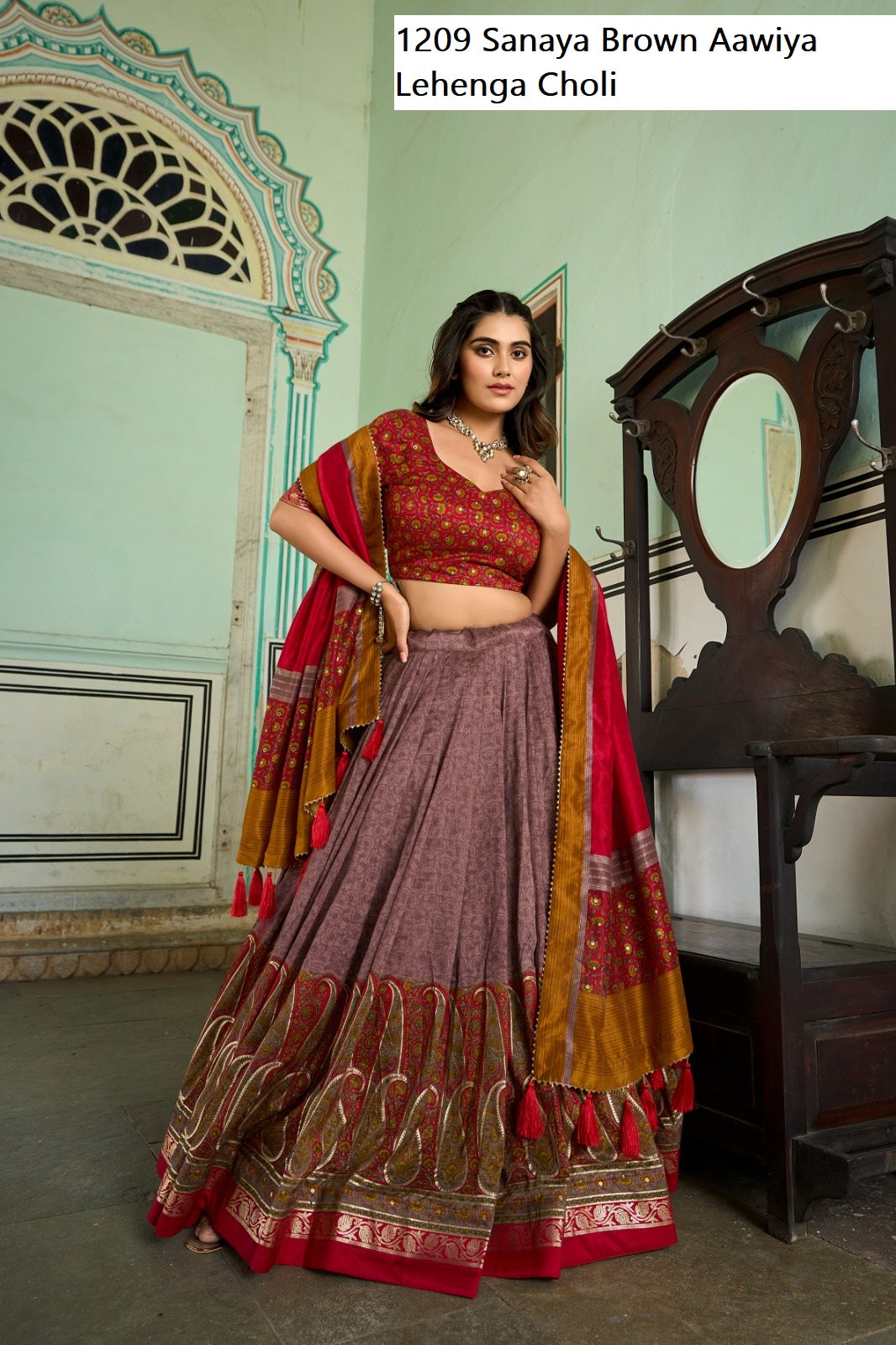 1209 Sanaya Brown Aawiya Lehenga Choli