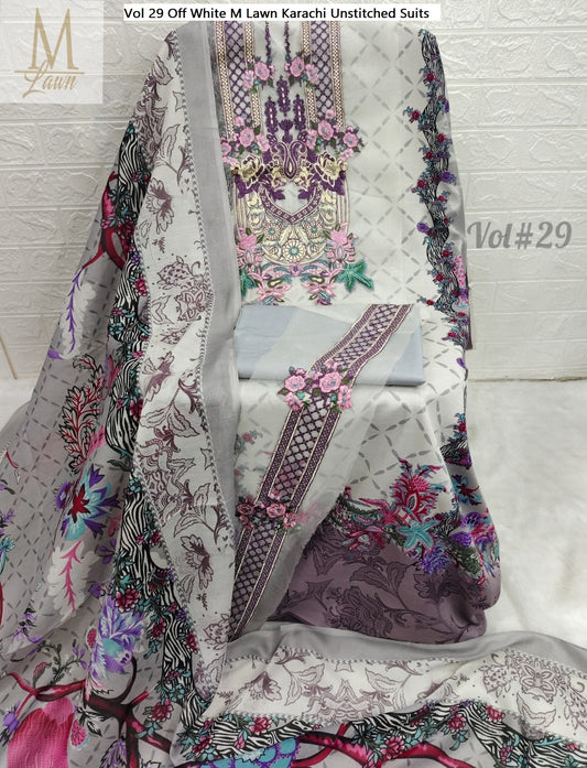 Vol 29 Off White M Lawn Karachi Unstitched Suits