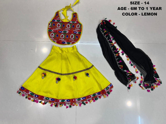 Art Silk1007 Lemon Navratri Garba Girls Chaniya Choli