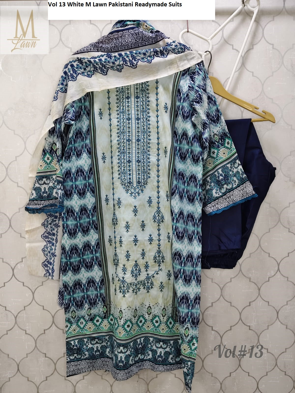 Vol 13 White M Lawn Pakistani Readymade Suits
