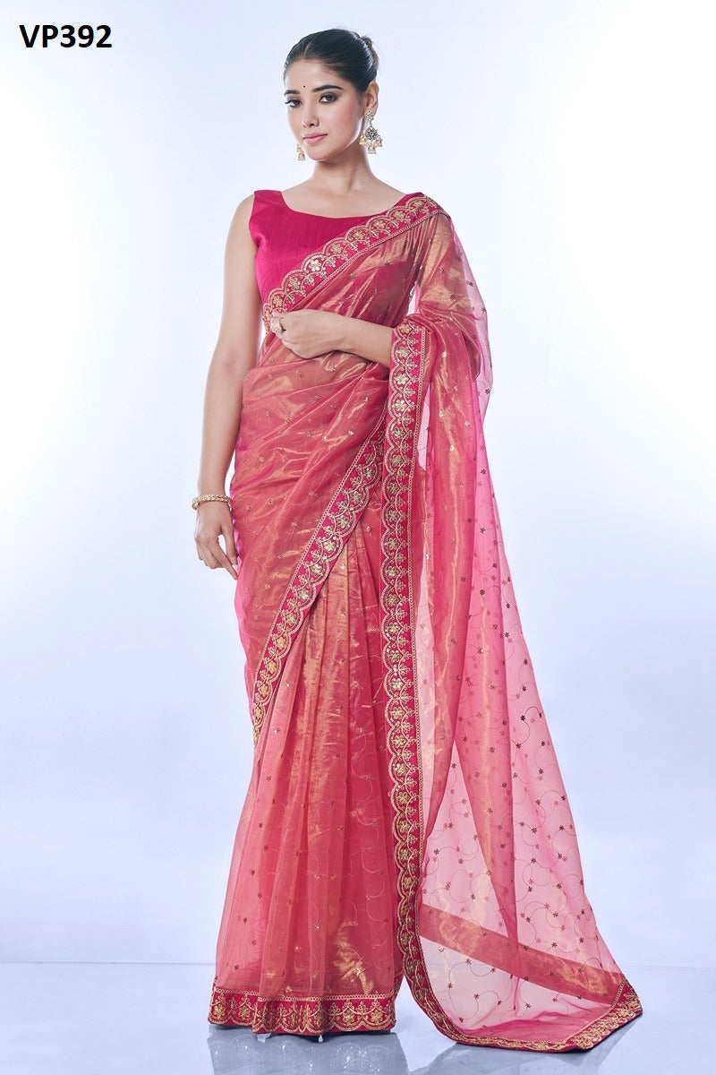 Vp392 Golden Thar Fashion Berry Sarees