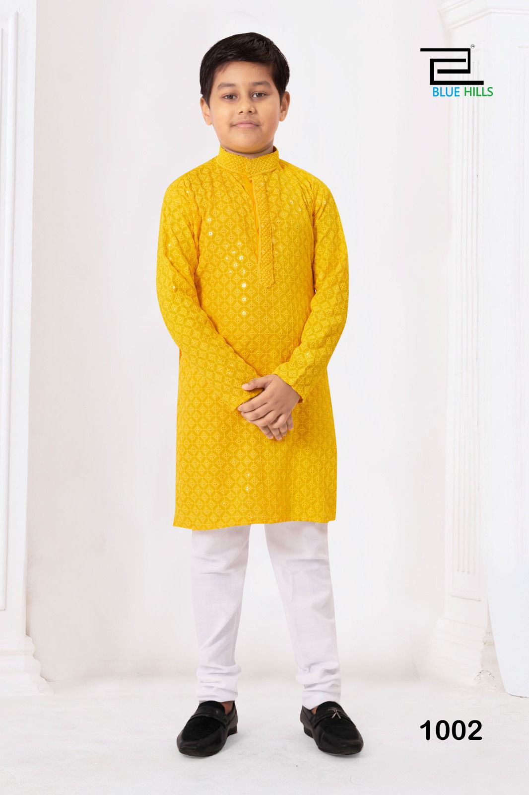 Chikankari Prince Yellow Bluehills Boys Kurta Pyjama