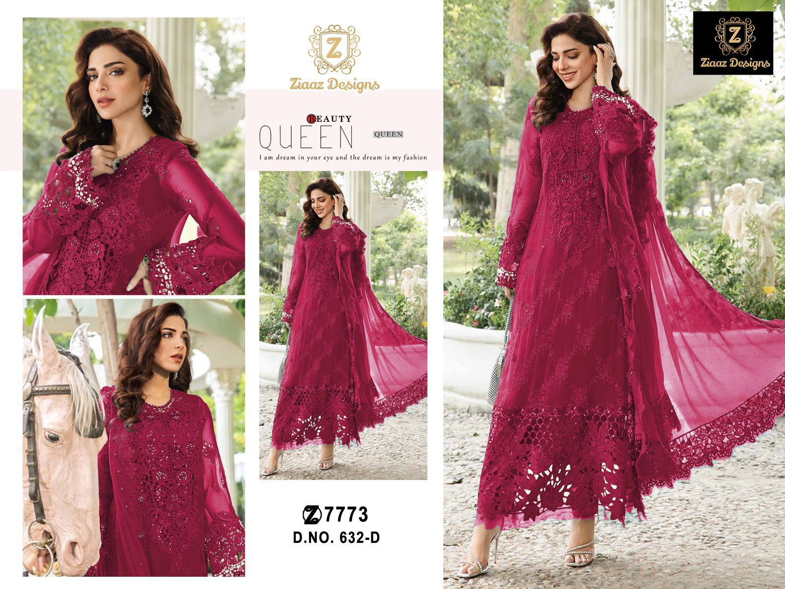 632D Ziaaz Designs Handwork Pakistani Salwar Suits