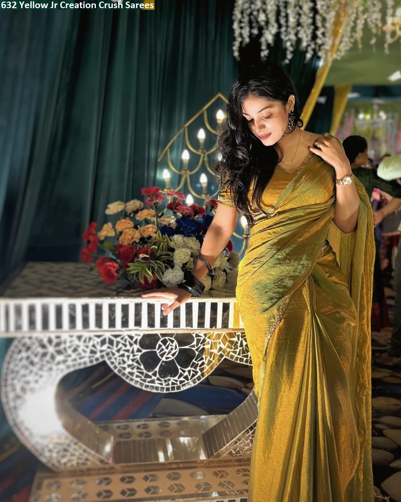 632 Yellow Jr Creation Crush Sarees