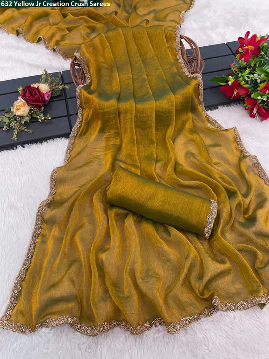 632 Yellow Jr Creation Crush Sarees