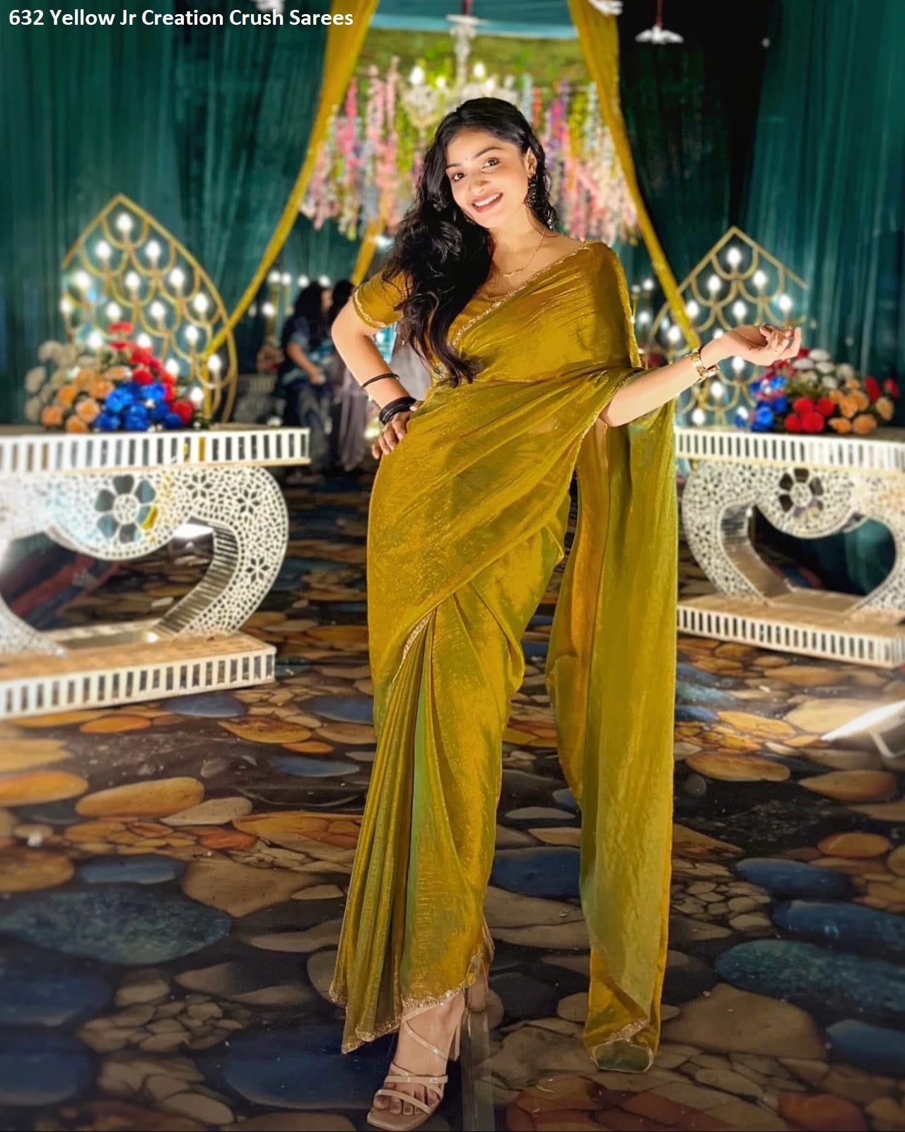 632 Yellow Jr Creation Crush Sarees