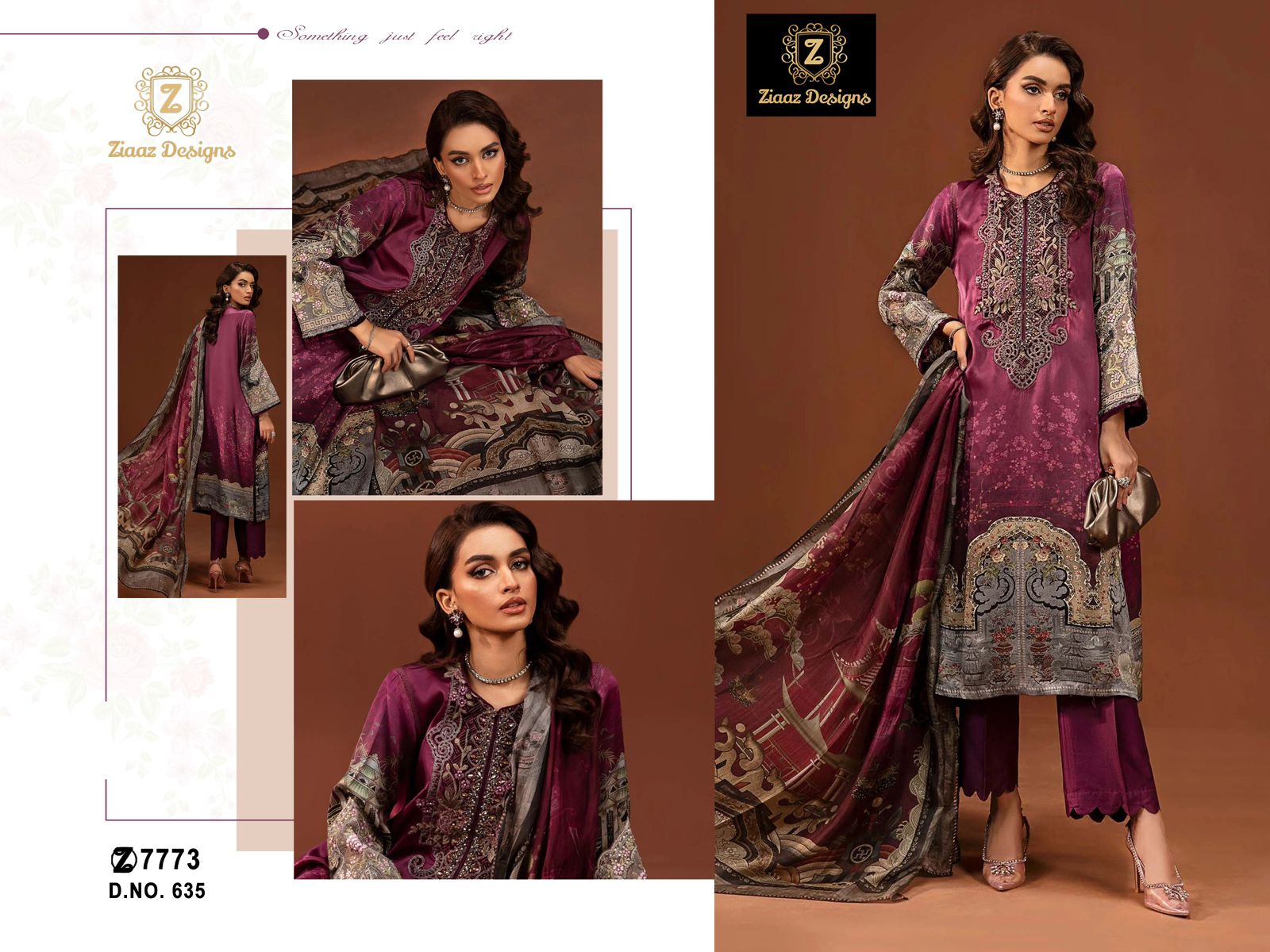 635 Ziaaz Designs Printed Pakistani Salwar Suits