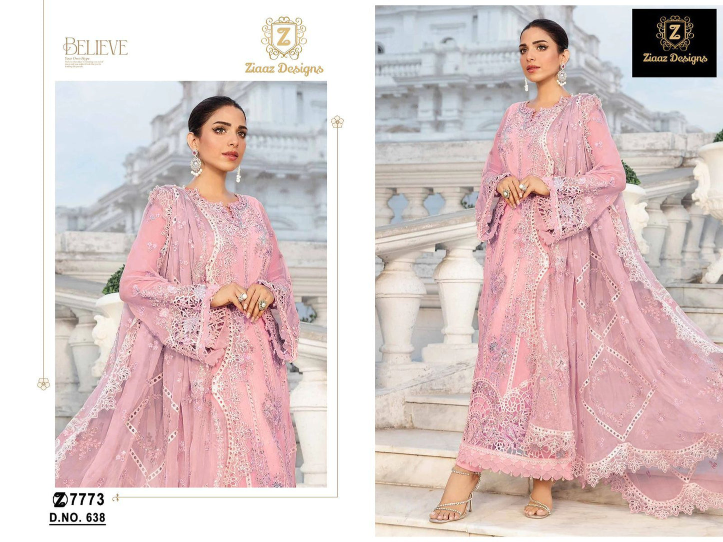 638 Ziaaz Designs Diamond Work Pakistani Salwar Suits