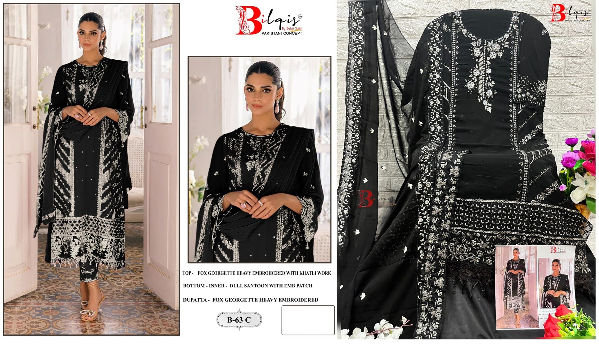 63C Bilqis Faux Georgette Pakistani Salwar Suits