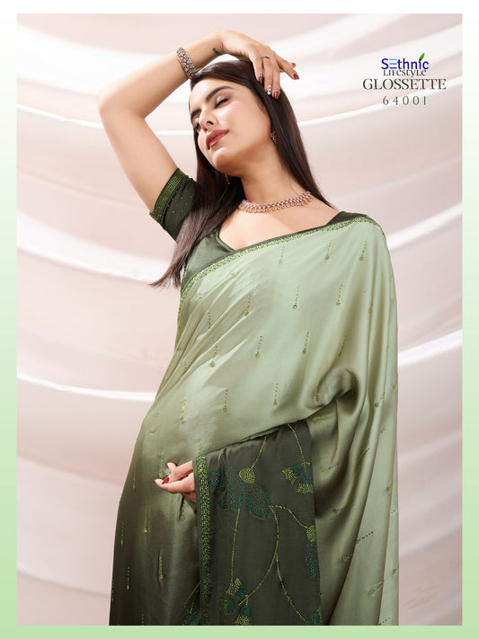 64001 Glossette Sethnic Satin Sarees