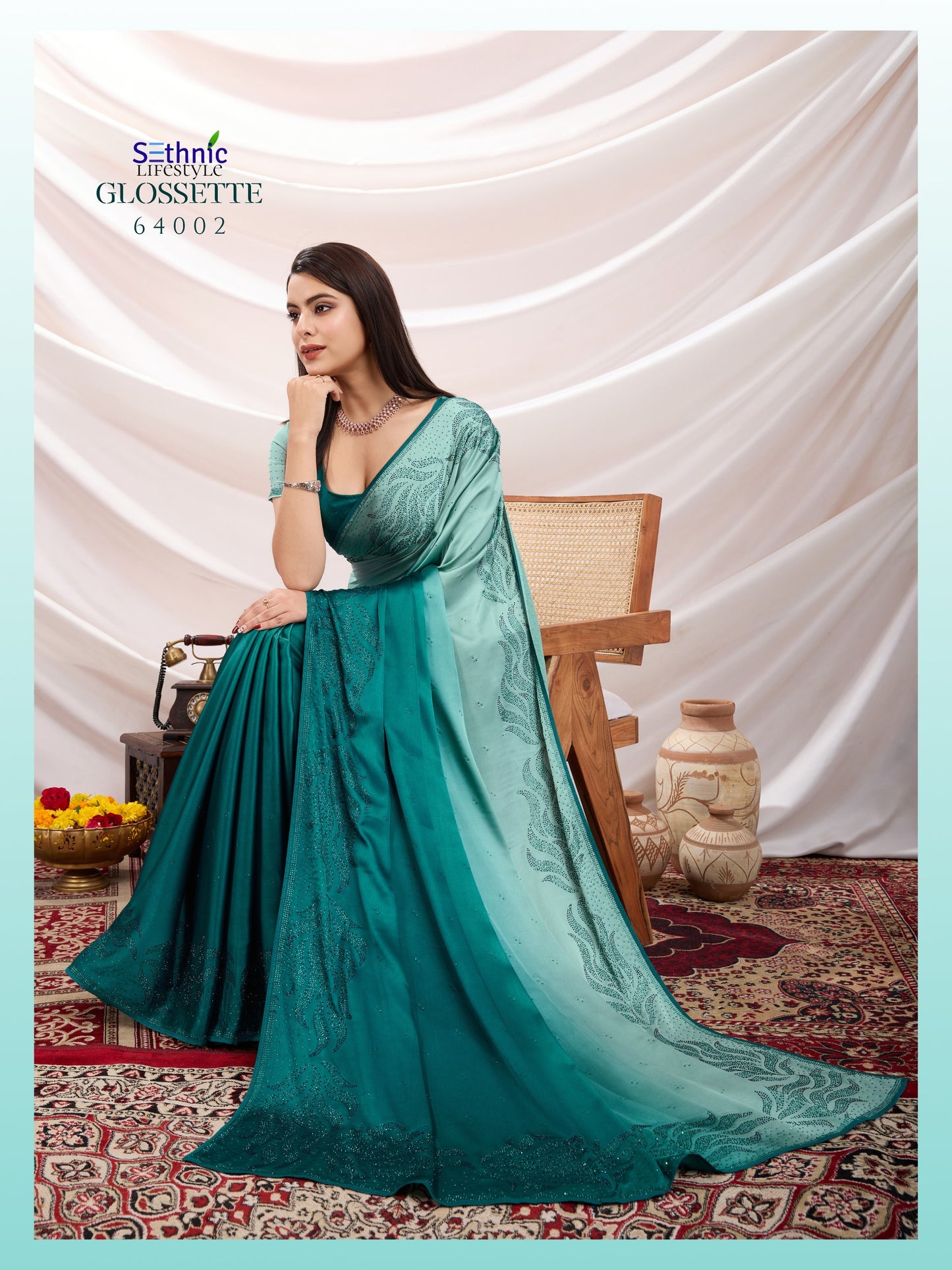 64002 Glossette Sethnic Satin Sarees
