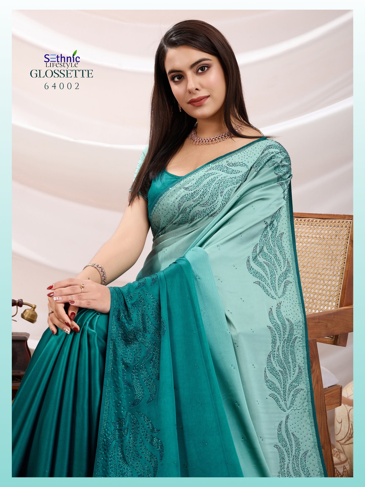 64002 Glossette Sethnic Satin Sarees