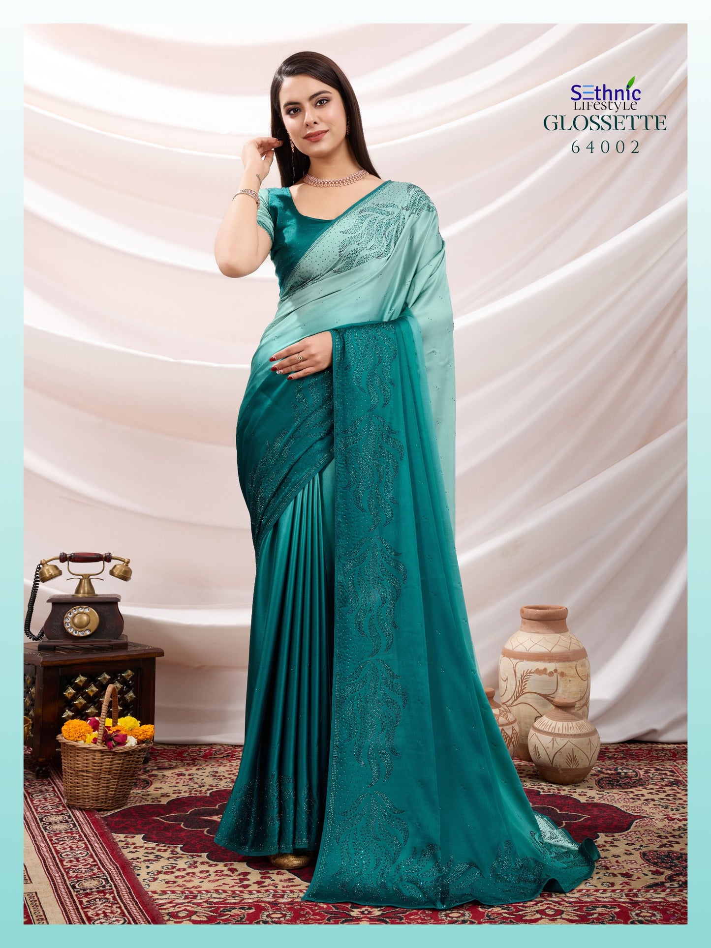 64002 Glossette Sethnic Satin Sarees